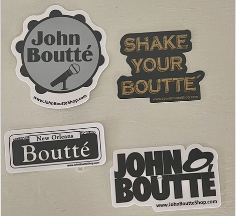 John Boutte´ Sticker/Magnet pack - 1 each of 4 sticker design + 1 Shake Your Boutte´ magnet